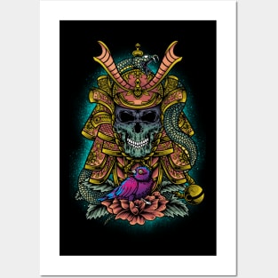 Skull samurai Posters and Art